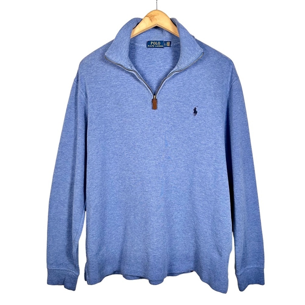 POLO by RALPH LAUREN Vintage Embroidered Logo 1/4 Zip Cotton Pullover